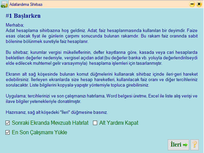 Adat Hesaplama
